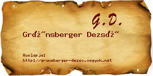 Grünsberger Dezső névjegykártya